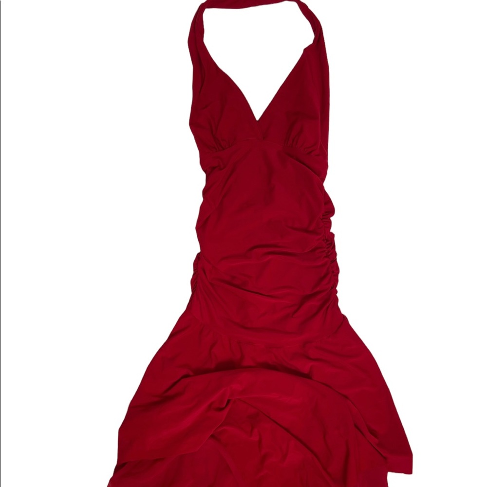 VINTAGE RED HALTER DRESS